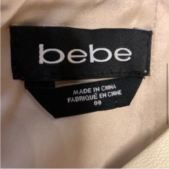 Bebe cream/beige colored faux vegan leather dress 00 - Picture 8 of 14